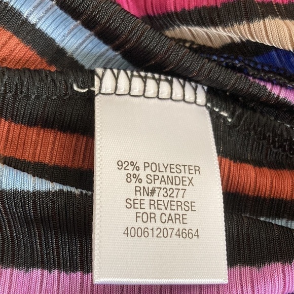 Dana Buchman XXL blouse v-neck stripes purple black pink blue colorful - Picture 10 of 10